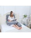Full Body Pregnancy Pillow Velvet Cover Grey U Shape Maternity Support for Back Hips Legs Belly for Pregnant Women